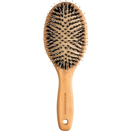 Olivia Garden Bamboo Touch Brush Eco-conscious Detangle Combo Hair Nylon and Boar Bristles Size M Wood