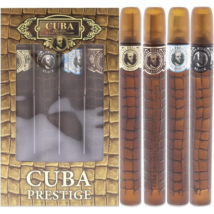 Cuba Cuba Prestige For Men 4 Piece Gift Set 1.17oz Classic EDT Spray, 1.17oz Black EDT Spray, 1.17oz Platinum EDT Spray, 1.17oz Legacy EDT Spray