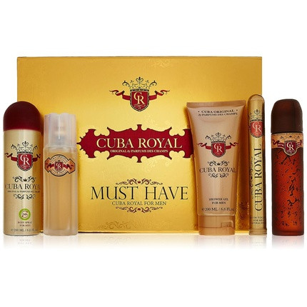 Cuba Royal for Men Gift Set Eau de Toilette Spray 3.4 ounce 1.17 ounce Shower Gel After Shave Body Spray