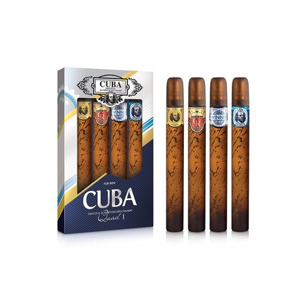 Cuba Quad I Men 4 Piece Gift Set 1.17oz Gold EDT Spray, 1.17oz Royal EDT Spray, 1.17oz Winner EDT Spray, 1.17oz S