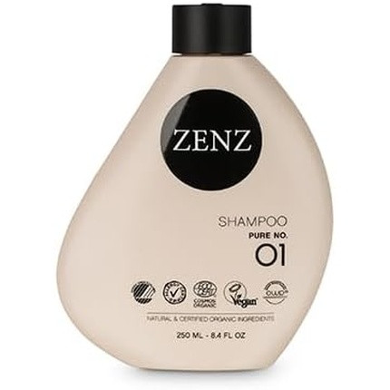 ZENZ Pure No. 01 Shampoo 250ml Fragrance Free with Aloe Vera, Organic Coconut Water & Avocado Oil - Improves Hair Strength and Adds Moisture - Silicone Free - All Hair Types