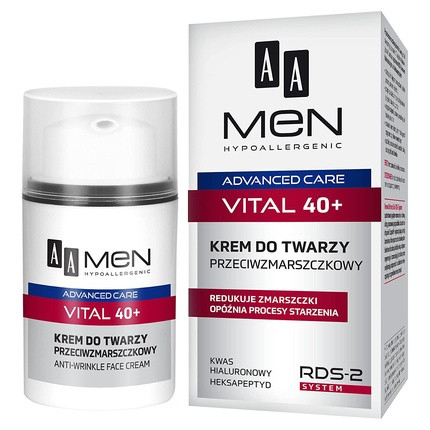 AA Men Advanced Care Vital 40+ Anti Wrinkle Hypoallergenic Face Cream 50ml