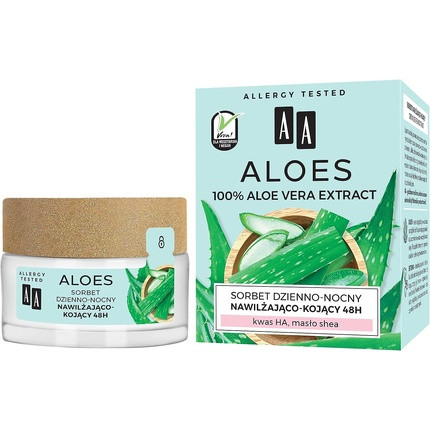 AA Aloes 100% Aloe Vera Extract Tag-Nachtsorbet 48h Moisturizer 50ml