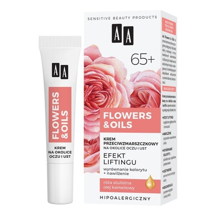 AA Flowers & Oils 65+ Lifting Effect Anti-Wrinkle Cream for Eyes and Mouth 15ml