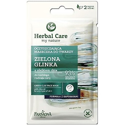 Green Clay Face Mask with Chia Oil for Any Type of Skin Farmona Herbal Care my Nature 2 x 5 ml / 0.34 Fl.Oz.