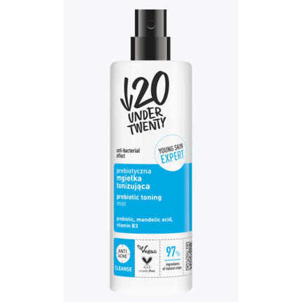 Under Twenty Antibacterial 97% Natural Prebiotic Toning Mist Vegan 200ml