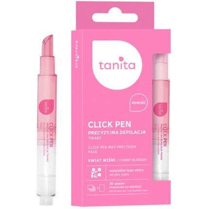 Tanita Click Pen Precision Facial Hair Removal Wax Set with Wax Stick 20 Strips and 1 Post-Hair Removal Cleansing Cloth