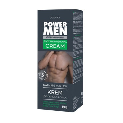 Joanna Power Men Body Hair Removal Cream 6in1 Body Depilation for Men Hemp Seeds