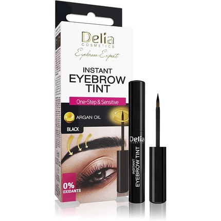 Delia Cosmetics Eyebrow Expert Instant Eyebrow Tint Black with Argan Oil 6ml - 20 Applications