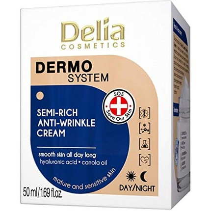 Delia Cosmetics Half Fat Dermo Curl Cream System Cera Dorog and Sensitive Contains Hyaluronic Acid Canola Oil 50ml