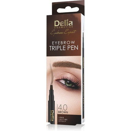 Delia Cosmetics Brown Triple Eyebrow Pen Feather Method All Day Durability Quick & Easy Application Natural Look