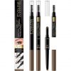 Eveline Cosmetics Brow Styler 3in1 Long-Lasting Multifunctional Double-Ended Eyebrow Pencil Definer Medium Brown Spoolie Brush Thin Tip for Natural Finish Powder to Fill in the Brows