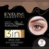 Eveline Cosmetics Brow Styler 3in1 Long-Lasting Multifunctional Double-Ended Eyebrow Pencil Definer Medium Brown Spoolie Brush Thin Tip for Natural Finish Powder to Fill in the Brows