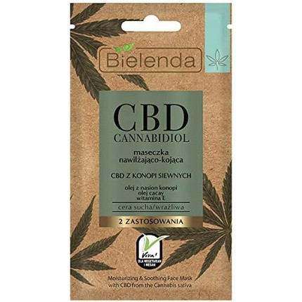 Bielenda CBD Cannabidiol Moisturizing Soothing Face Mask for Dry and Sensitive Skin 8g