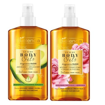 Bielenda Luxury Body Oils 3in1 For Face Body Hair Avocado or Rose 150ml