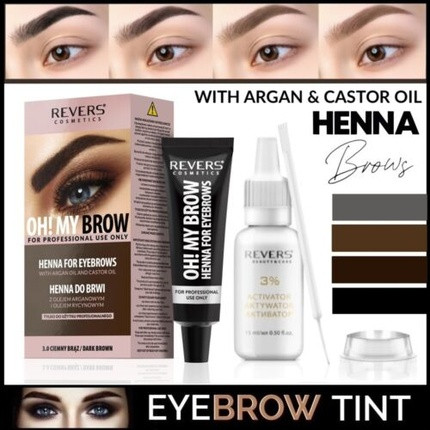 Henna Eyebrow Eyelash Tint Lasting Brow Dye Paint Cream Brown Black Full Kit Set