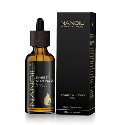 NANOIL Almond Oil Natural Pure Cold Pressed Unroasted Organic Oil for Hair Body and Face Care 50ml