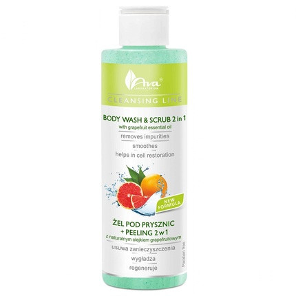 Ava Laboratorium Face Wash Scrub Shower Gel With Scrub 2 In 1 Grapefruit 200ml