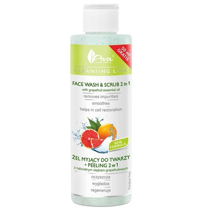 Ava Laboratorium Face Wash Scrub 2in1 Cleansing Gel With Natural Grapefruit Oil - 200ml