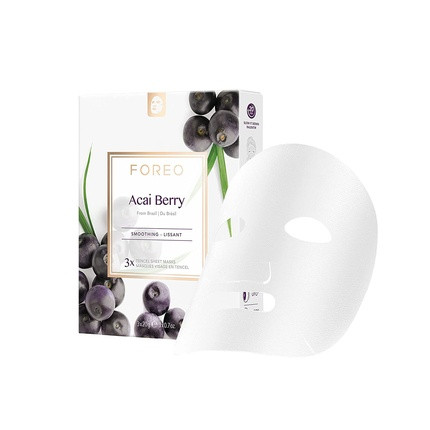 FOREO Acai Berry Firming Sheet Mask for Dry and Aging Skin 3 Pack - Hydrating Antioxidant Restoring Clean Formula