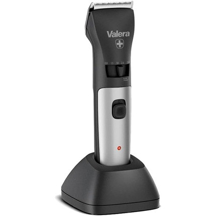 Valera Swiss Excellence Plus Hair Clipper with 46mm Durablade Blades 5 Cutting Lengths 6 Distance Combs Cordless Operation or with Power Adapter Includes Battery 100-240V Black