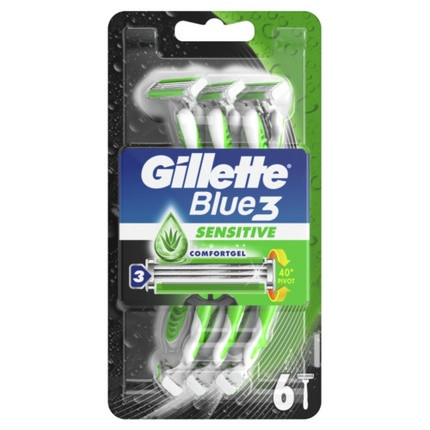 Gillette Blue3 Sensitive Disposable Razors for Men - Pack of 6