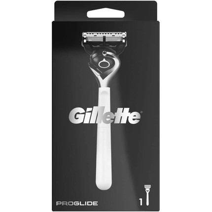 Gillette ProGlide Monochrome Razor for Men with Trimmer Blade for Precision and Glide Coating - White