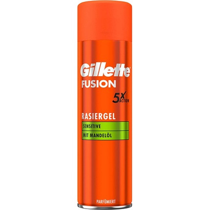 Gillette Fusion Shaving Gel for Men with Almond Oil 5-in-1 Formula for Sensitive Skin 200ml