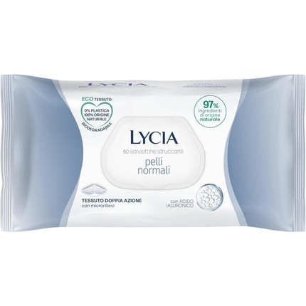 Lycia Makeup Remover Wipes for Normal Hair with Hyaluronic Acid 60 Towels