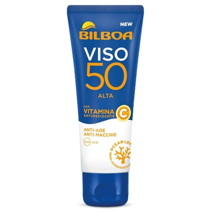 Bilboa Face Sunscreen with High Protection SPF 50 Cream with Vitamin C Light Texture Anti-Aging and Spot Protection Moisturizing Cream Non-Greasy Water-Resistant Protection 50ml SPF 50 Face Cream