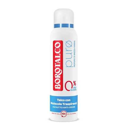 Borotalco Deodorant Spray Pure Sea Breeze with Talc and Breathable Molecules Alcohol and Aluminum-Free Dry and Odor-Blocking 48h Effectiveness Sea Scent