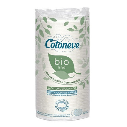 COTONEVE Bio Line Organic Cotton Maxi Oval Makeup Remover Pads 50 Count