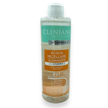 CLINIANS Micellar Water for Brightening Face, Eyes, and Lips 3 in 1 with Vitamin C 400ml