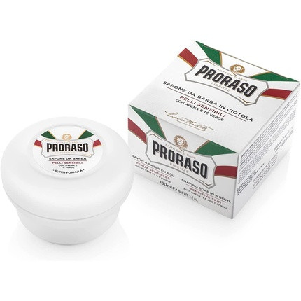 Proraso Shaving Soap in a Bowl 150ml Sensitive Skin Shaving Soap with Green Tea and Oat Made in Italy White