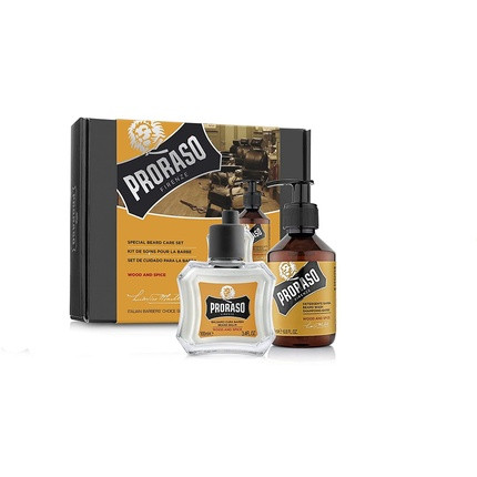 Proraso Beard Care Duo Kit for New or Short Beards Wood and Spice with Beard Balm and Beard Wash 1 Count