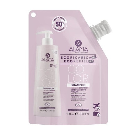 Alama Professional Eco-Refill Color Shampoo for Colored Hair with Collagen, Elastin, and Keratin 100ml