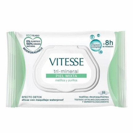 Vitesse Tri-Mineral Mixed Skin Makeup Remover Wipes 25 Units