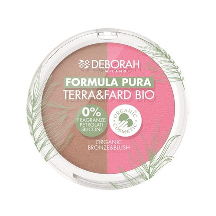 Deborah Terra & Fard Formula Pura with Organic and Vegan Ingredients - Warms the Complexion and Gives a Radiant Finish - Ideal for Sensitive Skin - Color No. 4 Dark, 9g Fuchsia/Brown