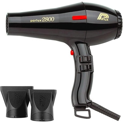 Parlux 2800 Professional Hair Dryer in Black Lightweight Compact 1760W Blow Dryer with 2 Speed Settings 3 Heat Controls Plus Cool Shot Button 3 Metre Salon Length Cable 2 Nozzle Attachments