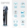 GAMMA+ Empyre Professional Men's Hair Clipper with 3-Speed Rotary Motor, White Ceramic Blade, 300 Minutes Cordless Autonomy, Adjustable Blade Button, Charging Station