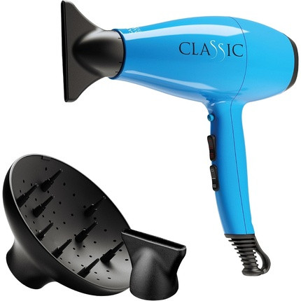 Gama Italy Professional Professional Hair Dryer with Italian AC Motor 2200W - Elegant, Ergonomic Design - Made in Italy Blue