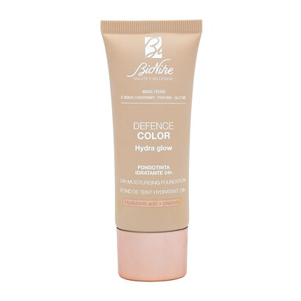 Bionike Defence Color Hydra Glow Foundation Moisturizing 24 Hours with Hyaluronic Acid and SPF 15 for Normal and Dry Skin Antioxidant and Protective Gives a Radiant 105 Honey