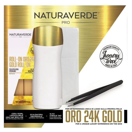 Naturaverde Pro Gold Gift Set 2020 Roll-On 100ml Scaldacera Gold 10 Strisce TNT