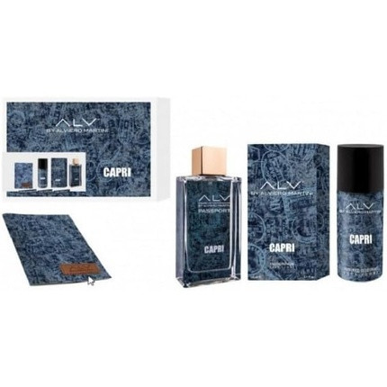 Alv By Alviero Martini Capri For Home Eau de Parfum 100ml Spray with Deodorant 150ml and Passport Holder