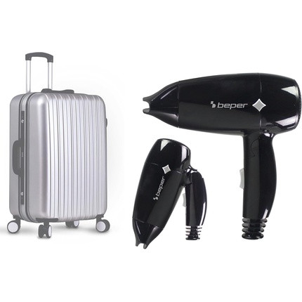 BEPER P301ASC100 Travel Hairdryer 1200W Foldable Hair Dryer 3 Temperatures 2 Speeds Small and Lightweight Black