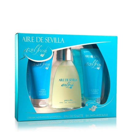 Aire de Sevilla Beauty Set Fresh Blue Edition Moisturising Body Cream, Eau de Toilette, Exfoliating Gel