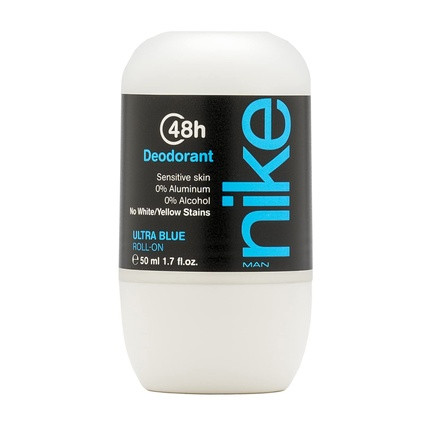 NIKE Ultra Blue Deodorant for Men Roll-On 50ml Anti-Stain Deodorant for Sensitive Skin Natural and Long-Lasting Deodorant Oriental Floral Scent