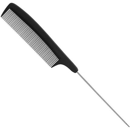 Eurostil Carbon Comb 223mm Tail Comb Black with Metal Tip