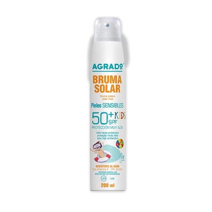 Agrado Spray Kids 50+ Dry Sun Mist and Moisturizing Sunscreen with SPF 50+ UVA UVB Infrared Protection Water Resistant Fast Absorption 200ml