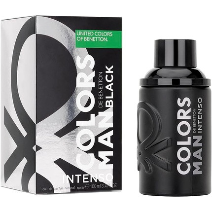 Benetton Black Intenso from United Colors Eau de Parfum for Men Long Lasting Young Modern and Intense Fragrance Amber Woody and Citrus Notes Ideal for Day Wear 100ml